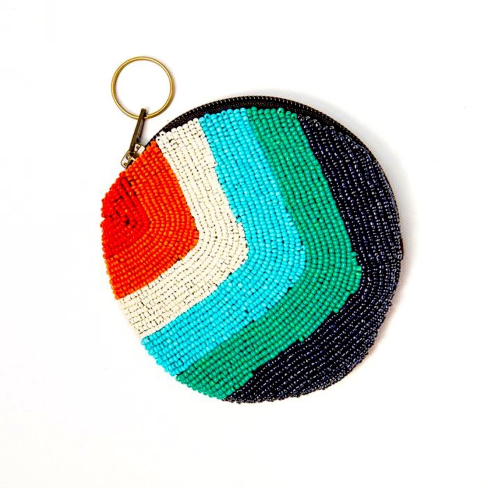 Ink + Alloy Rainbow Beaded Coin Pouch